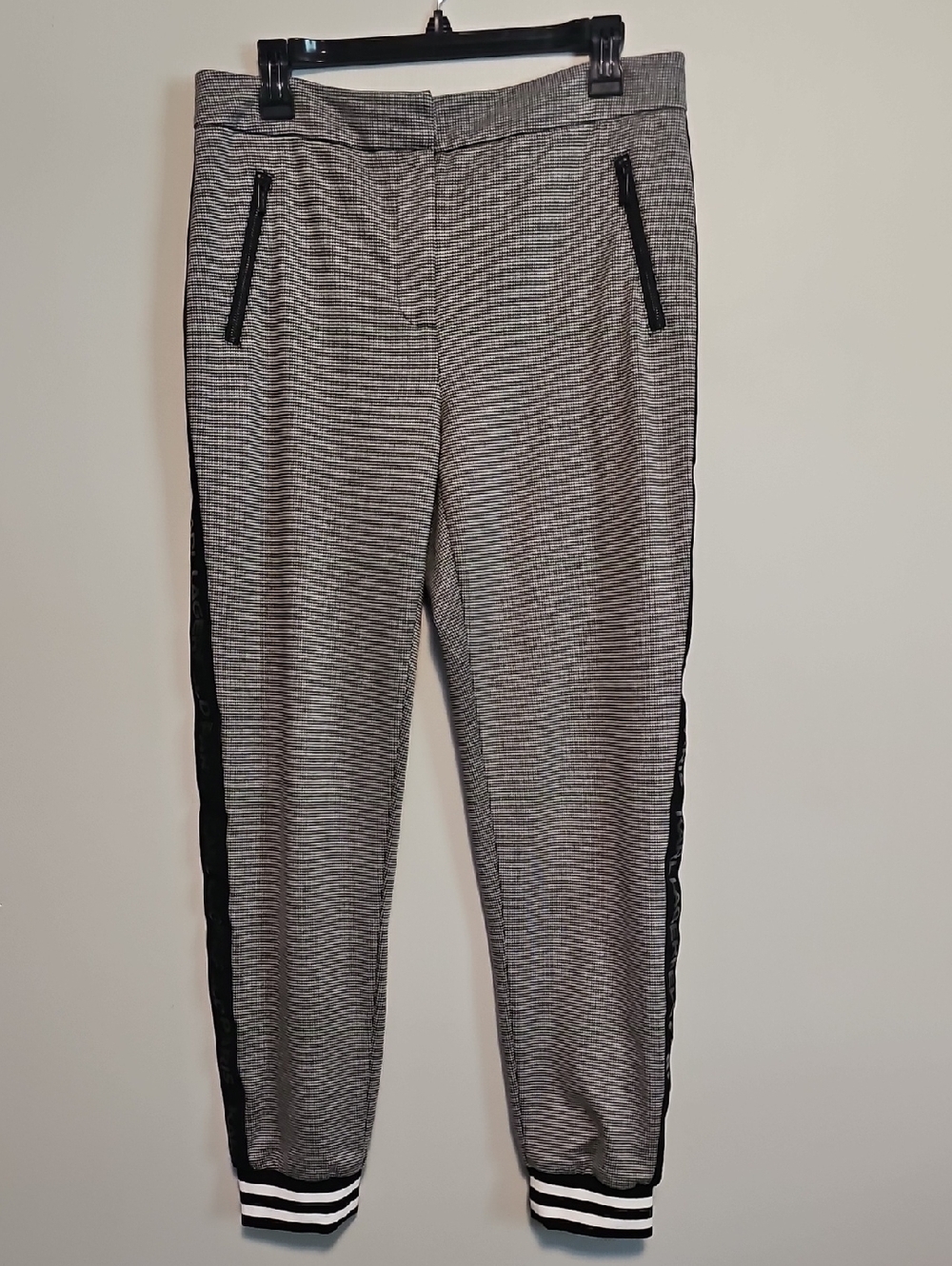 Karl Lagerfeld Black and White Houndstooth Jogger Trouser Pants